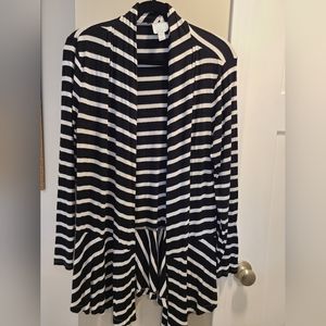 Dress Barn black, soft black and white cardigan. Size Large.